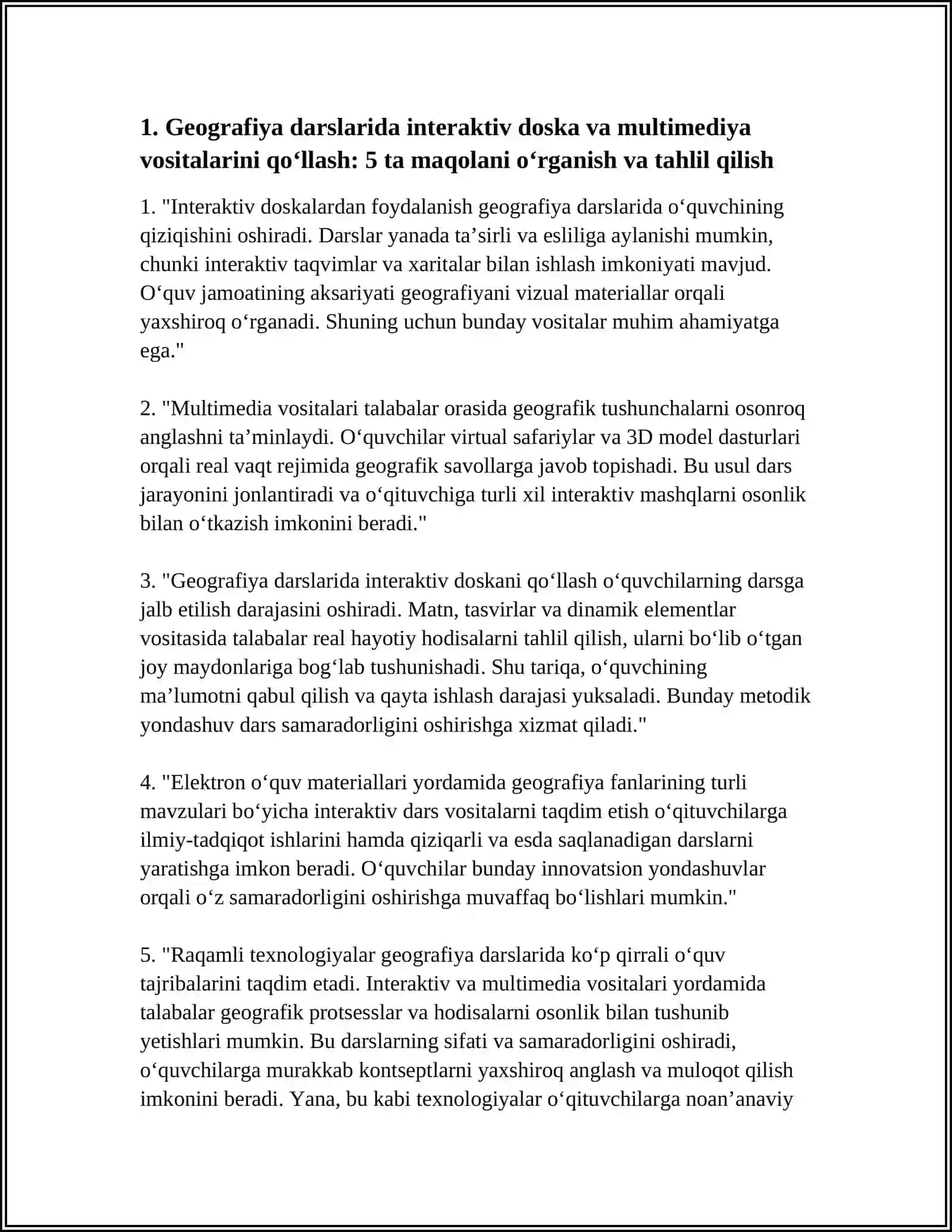 GEOGRAFIYA MAVZULARIGA OID DARSLARDAN ZAMONAVIY PEDAGOGIK TEXNOLOGIYALAR 4