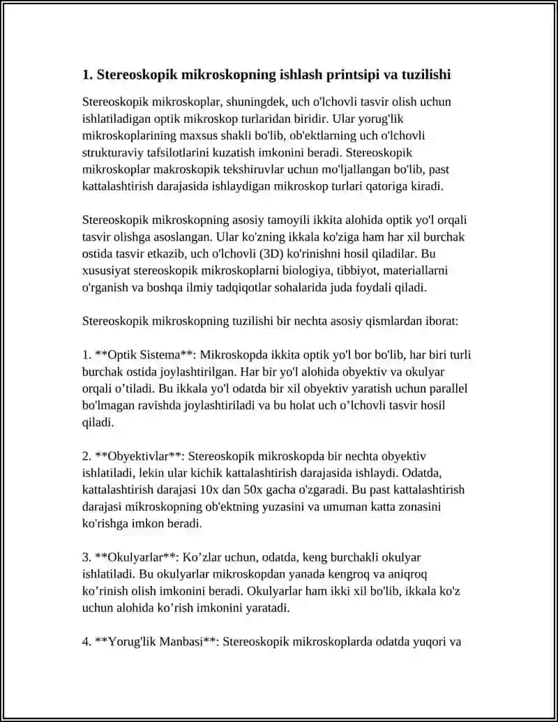 YORUG’LIK MIKROSKOPI TURLARI (STEROSKOP, LYUMINISENT, FAZOVO - KONTRASTLI, POLYARIZASION MIKROSKOPLAR) 4