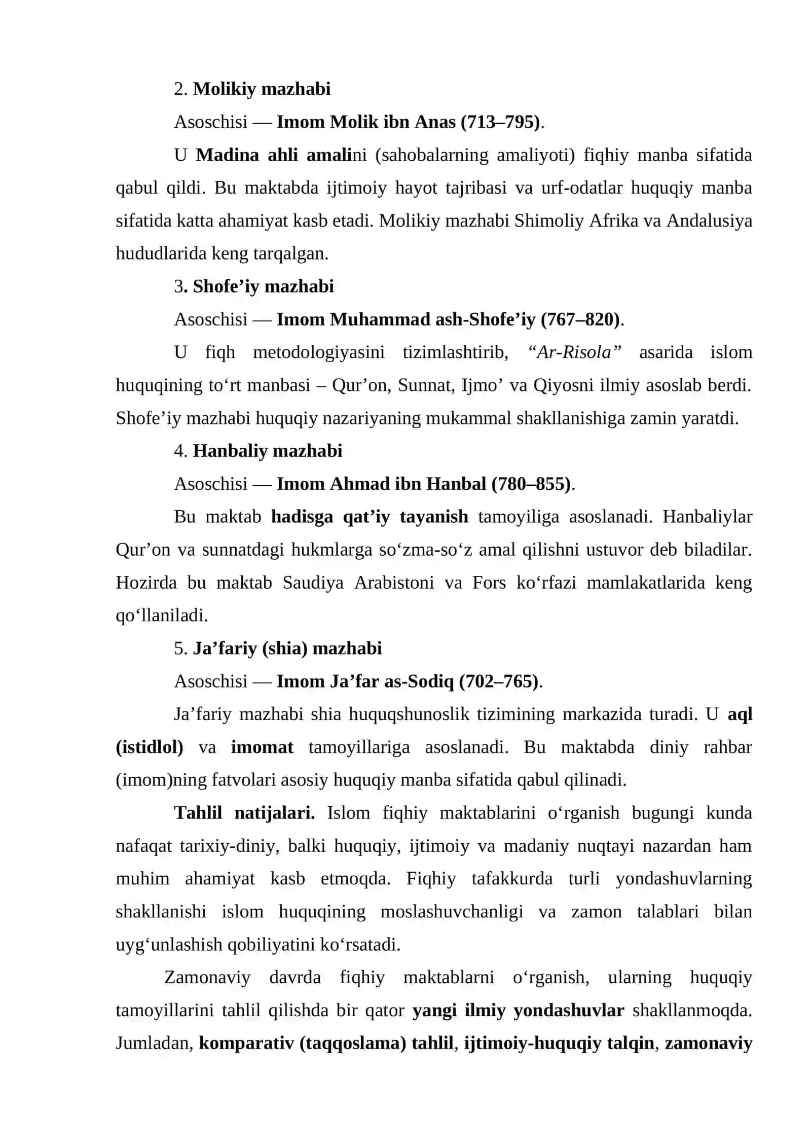 Islom fiqhiy maktablari. 4