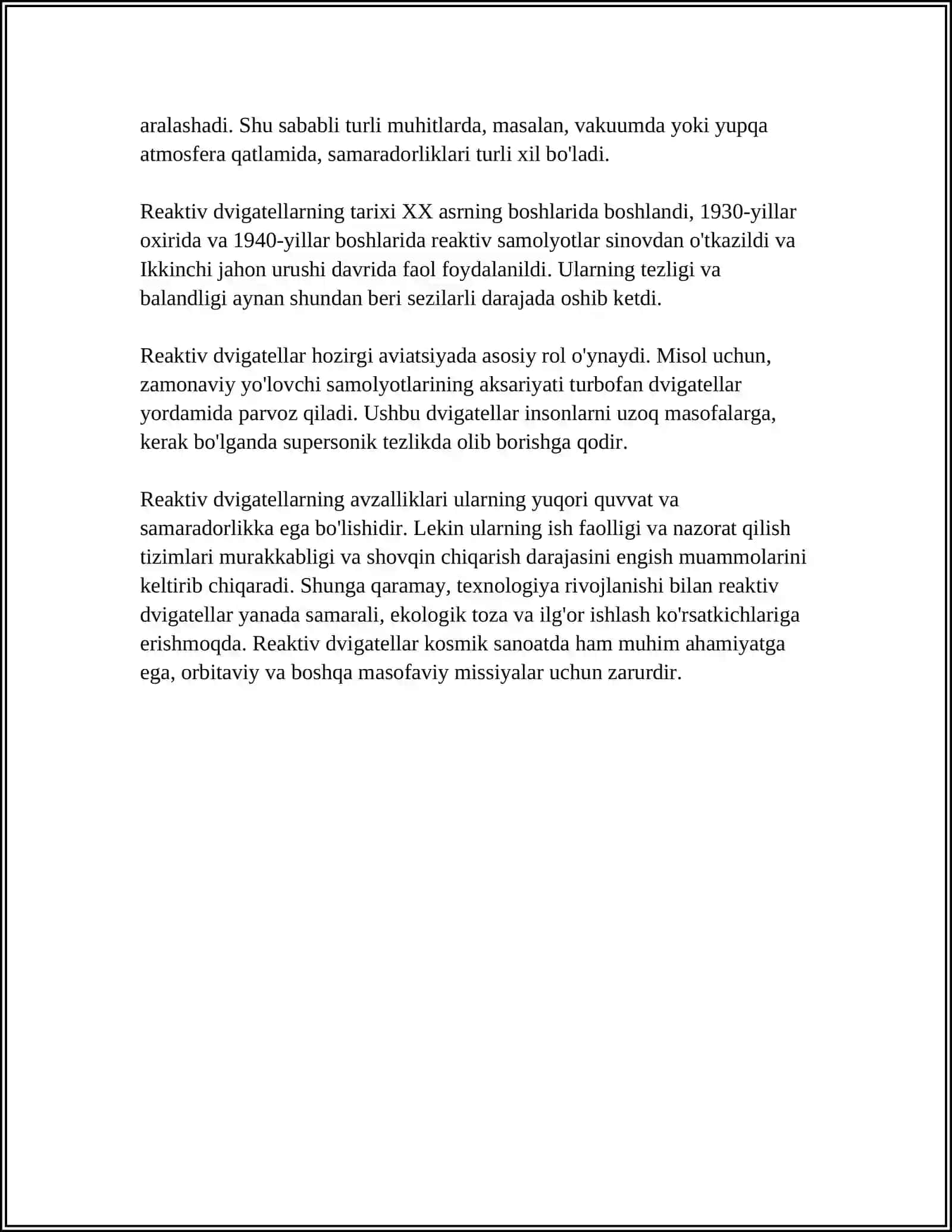 MUSTAQIL ISH Mavzu: REAKTIV DVIGATEL SIKILLARI 4