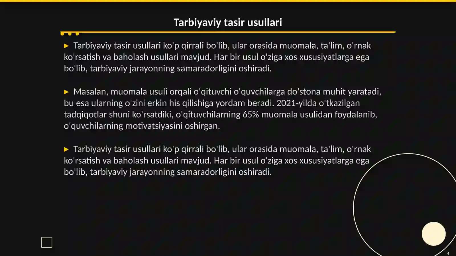 Tarbiyaviy tasir etish usullari va vositalari 4