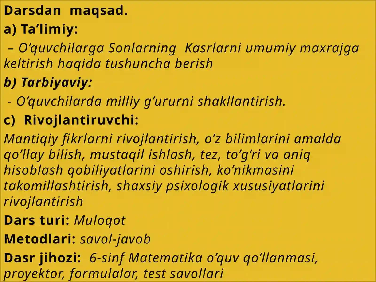 Kasrlarni umumiy maxrajga keltirish 4