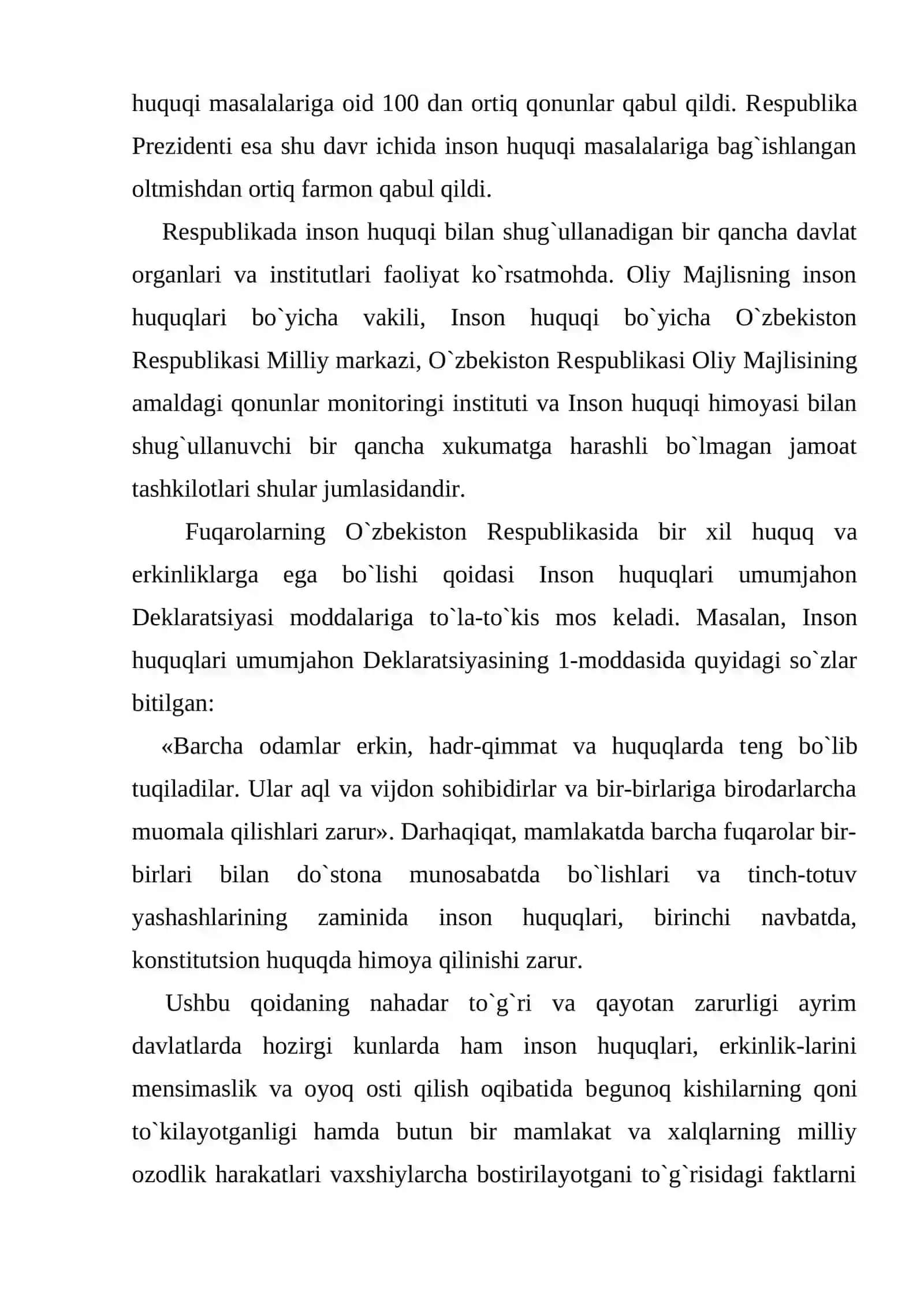 Inson va fuqarolarning huquqlari, erkinliklari va ularning kafolatlari 4