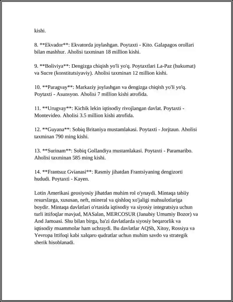 Lotin Amerikasi mamlakatlarining geosiyosiy xaritasi 4