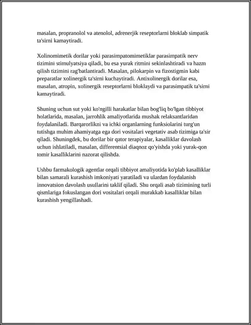 PERIFERIK NERV TIZIMIGA TAʼSIR QIADIGAN DORI VOSITALARI. EFFERENT INNERVATSIYA 4