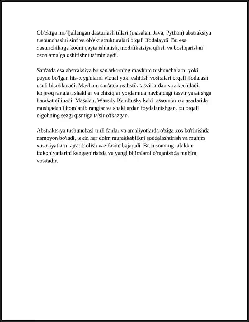 ABSTRAKSIYA TUSHUNCHASI. XULOSA VA HUKM 4