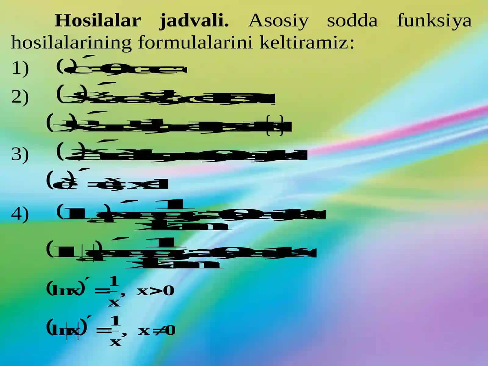 Murakkab funksiyaning hosilasi 4