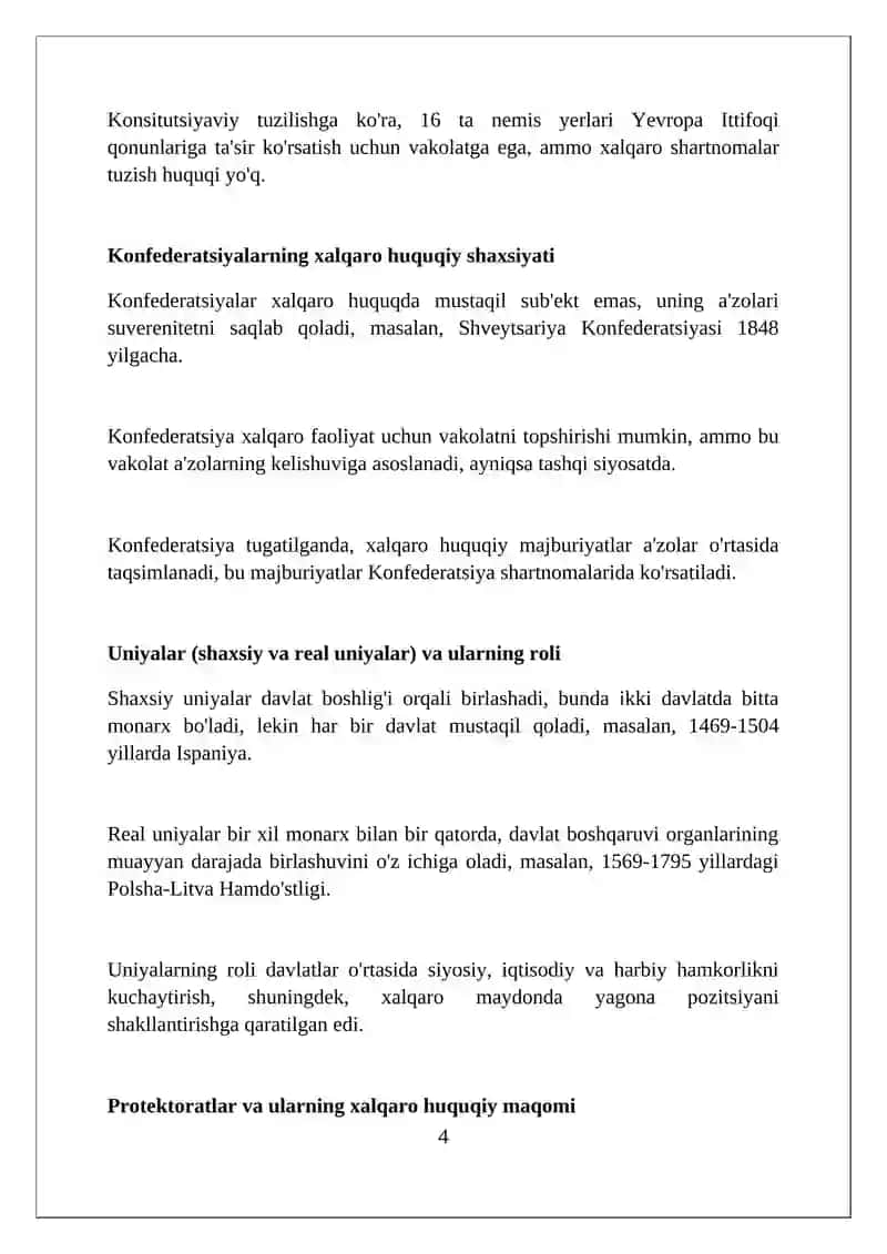 Oddiy va murakkab davlatlarning xalqaro xuquq subyektliligining oʻziga xos xususiyatlari 4