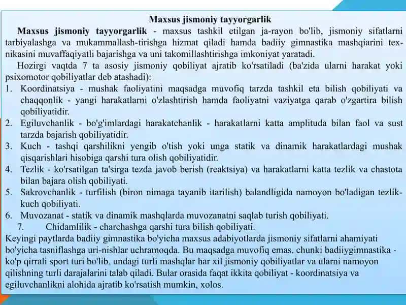 Gimnastika mashqlarini bajarishda jismoniy tayyorgarlik 4