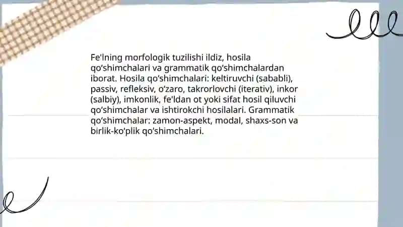 Fe'l so'z turkumi sifatida 4