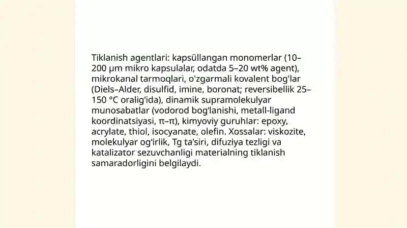 Oʻz-oʻzidan tiklanadigan kompozit materiallar 4