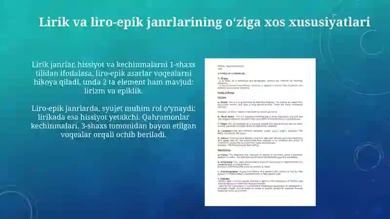 Lirik va liro-epik turdagi asarlar tahlili(Sheʼriy ertak,masal misolida) 4