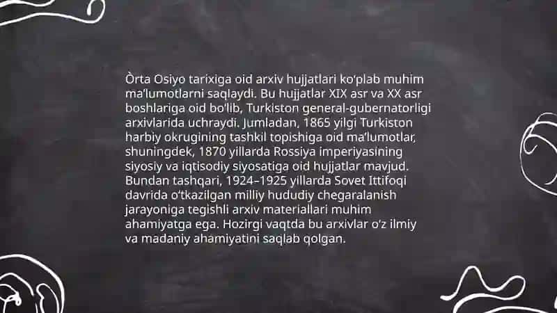 Rassiya Federatsiyasi davlat arxivida Òrta Osiyo tarixiga oid manbalar 4
