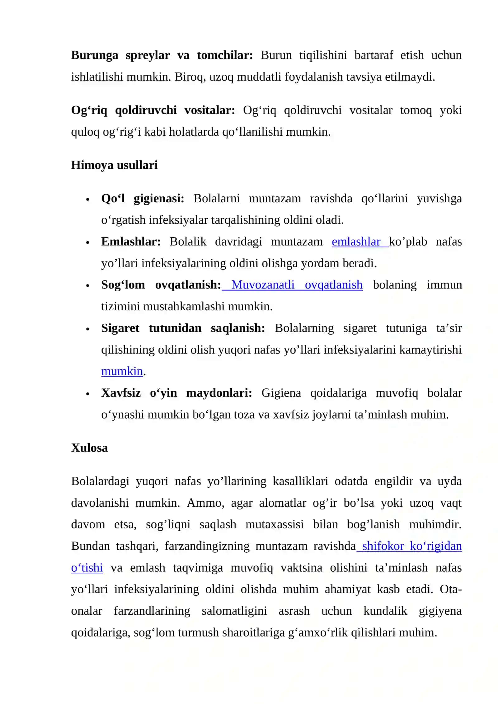NAFAS YO`LLARI INFEKSIYALARI OLDINI OLISH. OQLIKLARNI TOZA SAQLASH 4