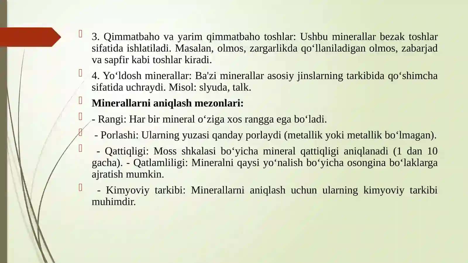 Tog’jinslarining fizik, texnik xususiyatlari haqida Ma’lumot 4