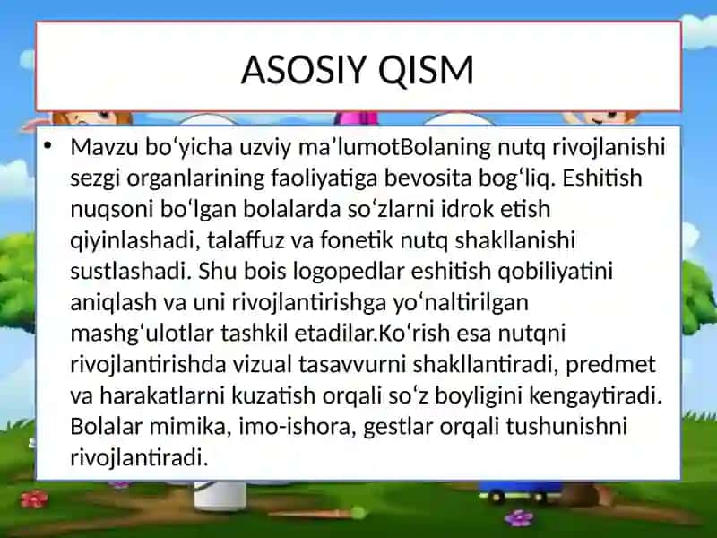 BOLA NUTQINI RIVOJLANISHIDA ESHITISH VA KO’RISHNING O’RNI 4