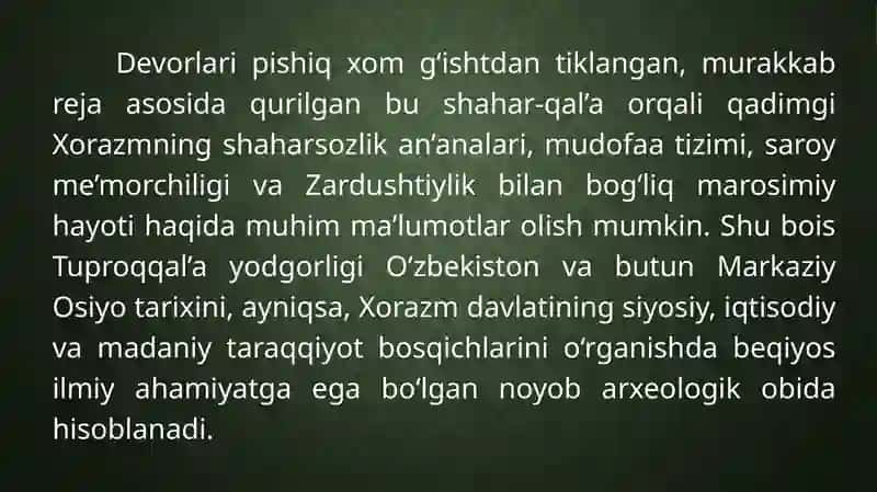 Tuproqqal’a yodgorligi 4