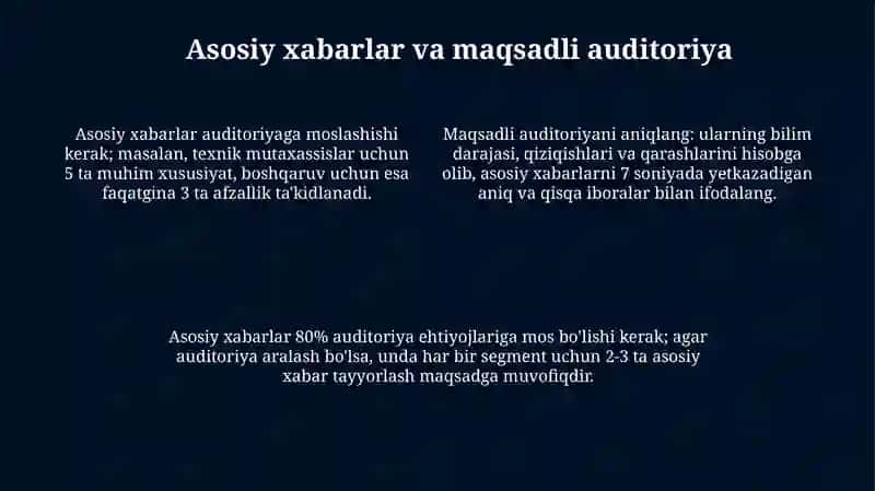 Taqdimotning maqsad va auditoriyasi 4