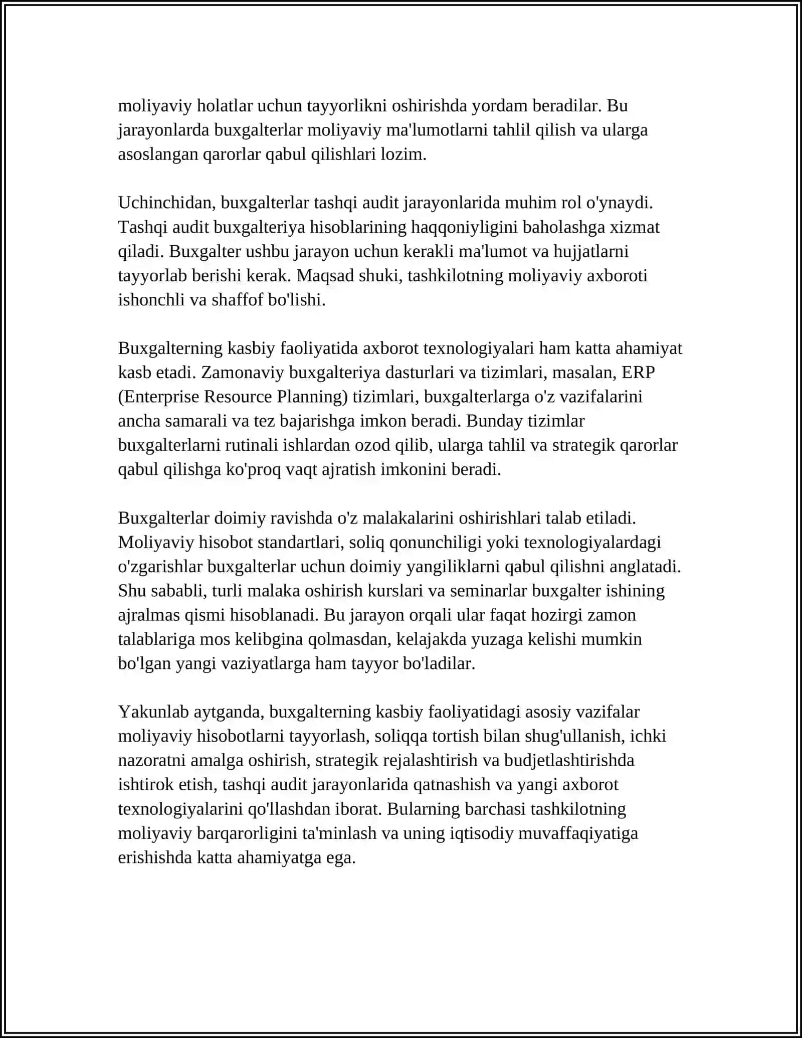 BUXGALTER KASBI VA UNGA QO’YILADIGAN KASBIY TALABLAR 4