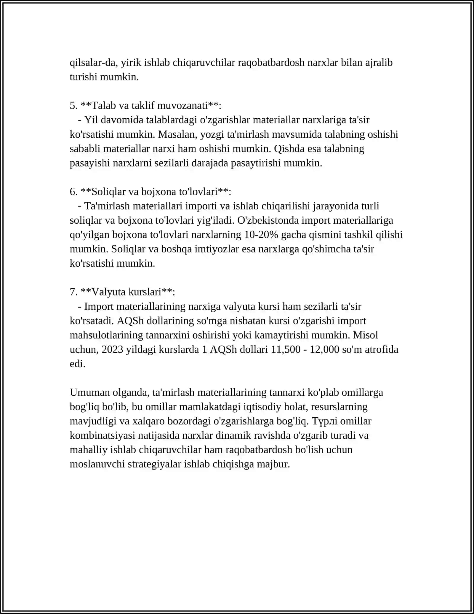 TRANSPORT VOSITALARINI TAʼMIRLASH JARAYONIDAGI TANNARX OMILLARI 4