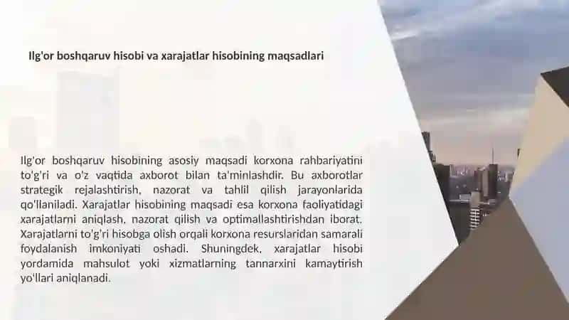 “Ilg’or boshqaruv hisobi”da xarajatlar hisobini yuritish 4