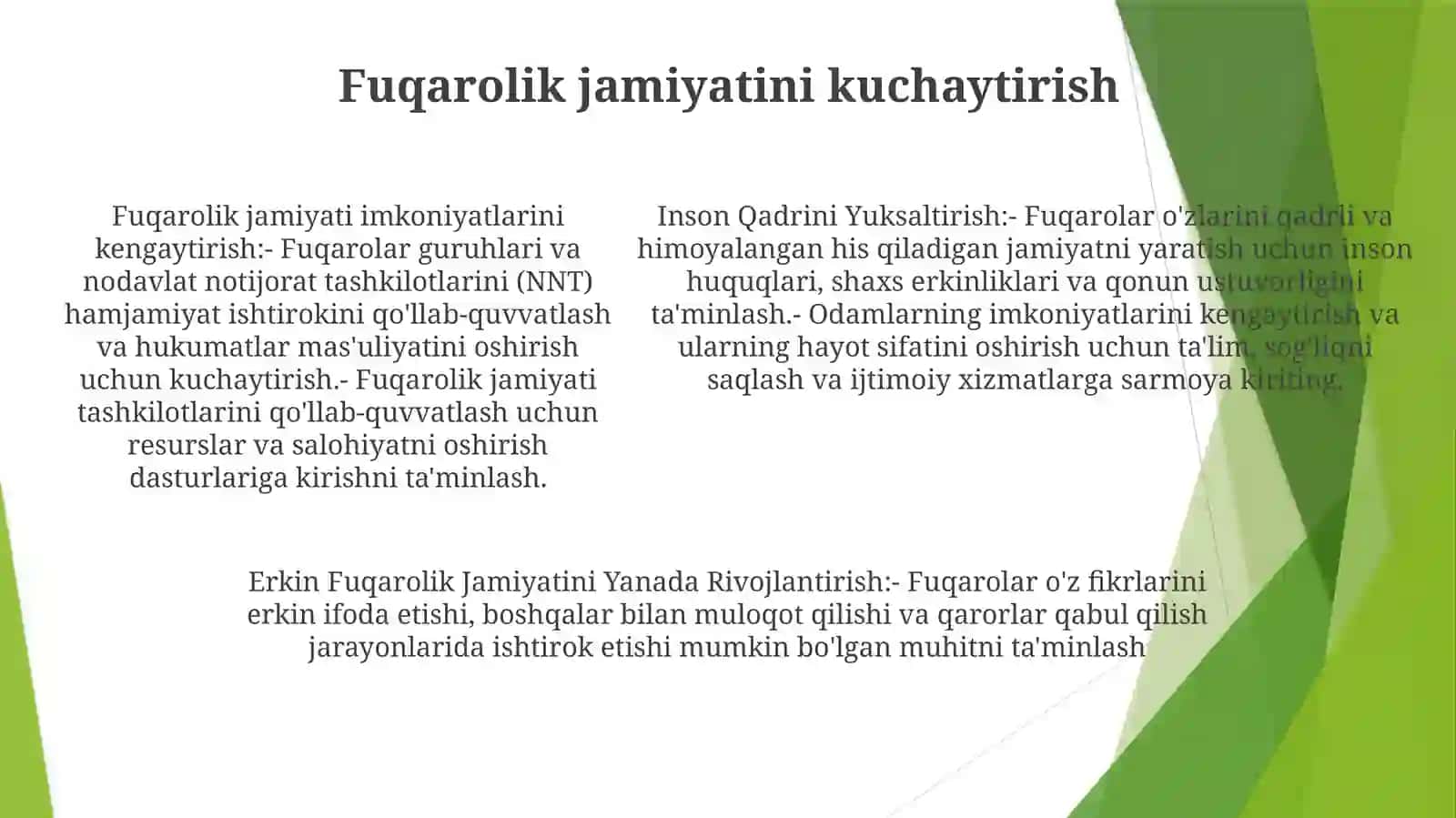 Inson Qadrini Yuksaltirish Va Erkin Fuqarolik Jamiyatini Yanada Rivojlantirish Orqali Xalqparvar Davlat Barpo Etish 4
