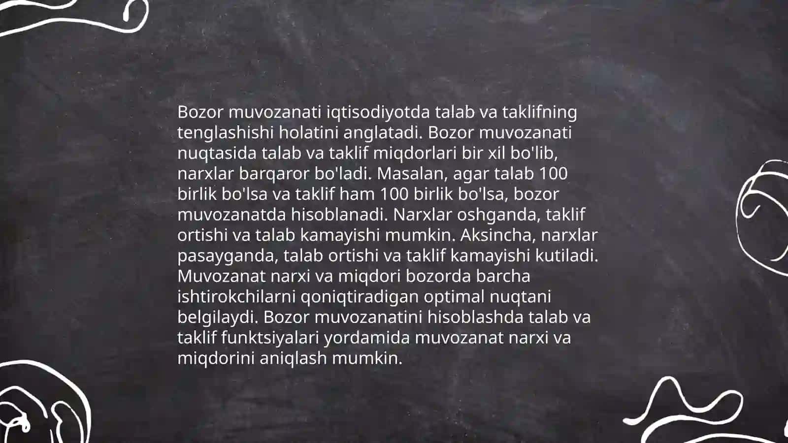 Talab va taklif tahlili bozor muvozanati 4