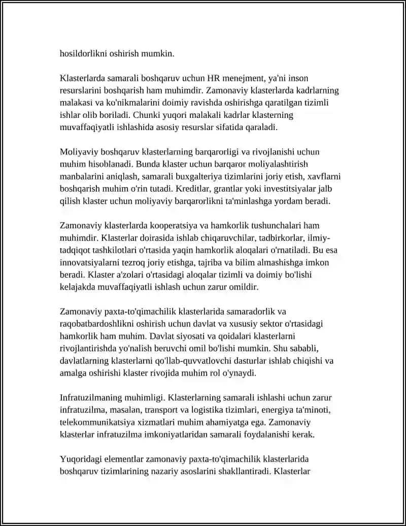 ZAMONAVIY PAXTA TO'QIMACHILIK KLASTERLARIDA BOSHQARUV TIZIMLARI 4