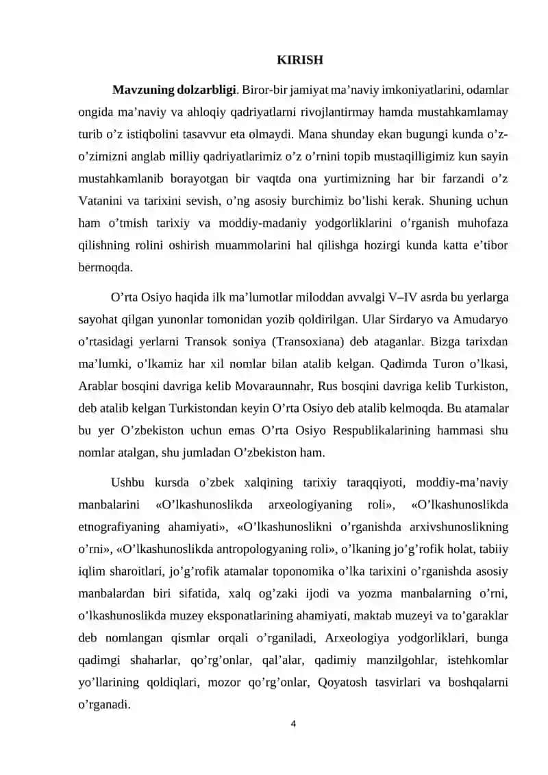 OʻLKA TARIXINI O‘RGANISH BORASIDA AMALGA OSHIRILGAN ARXEOLOGIK TADQIQOTLAR 4