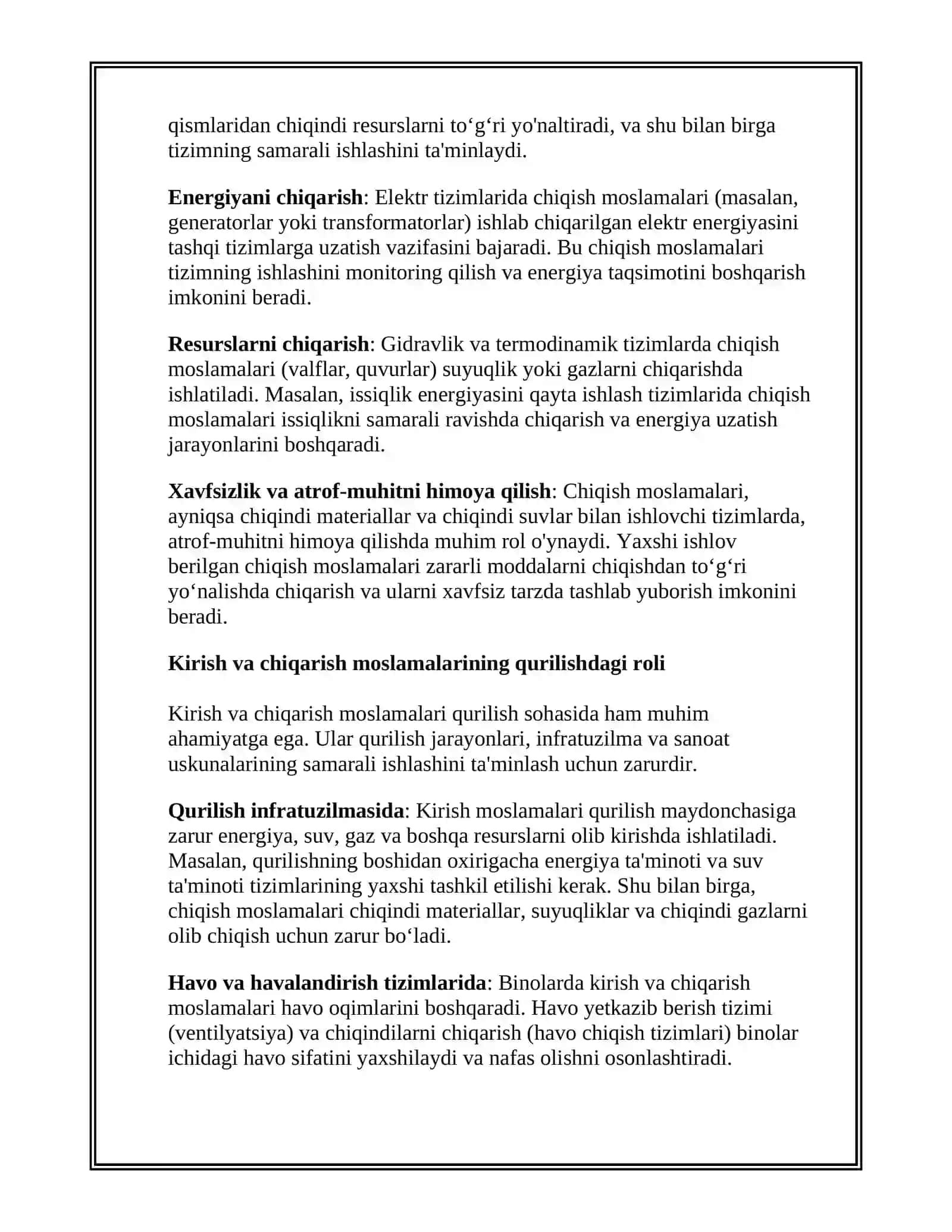 KIRISH VA CHIQARISH MOSLAMALARI QURILISH TAMOILLARI VA ISHLASH PRINTSIPI 4