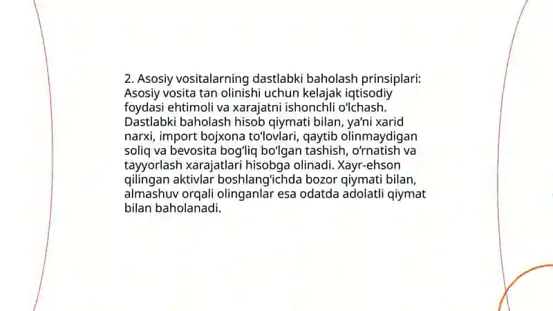 Asosiy vositalarni baholash va qayta baholash hisobi 4