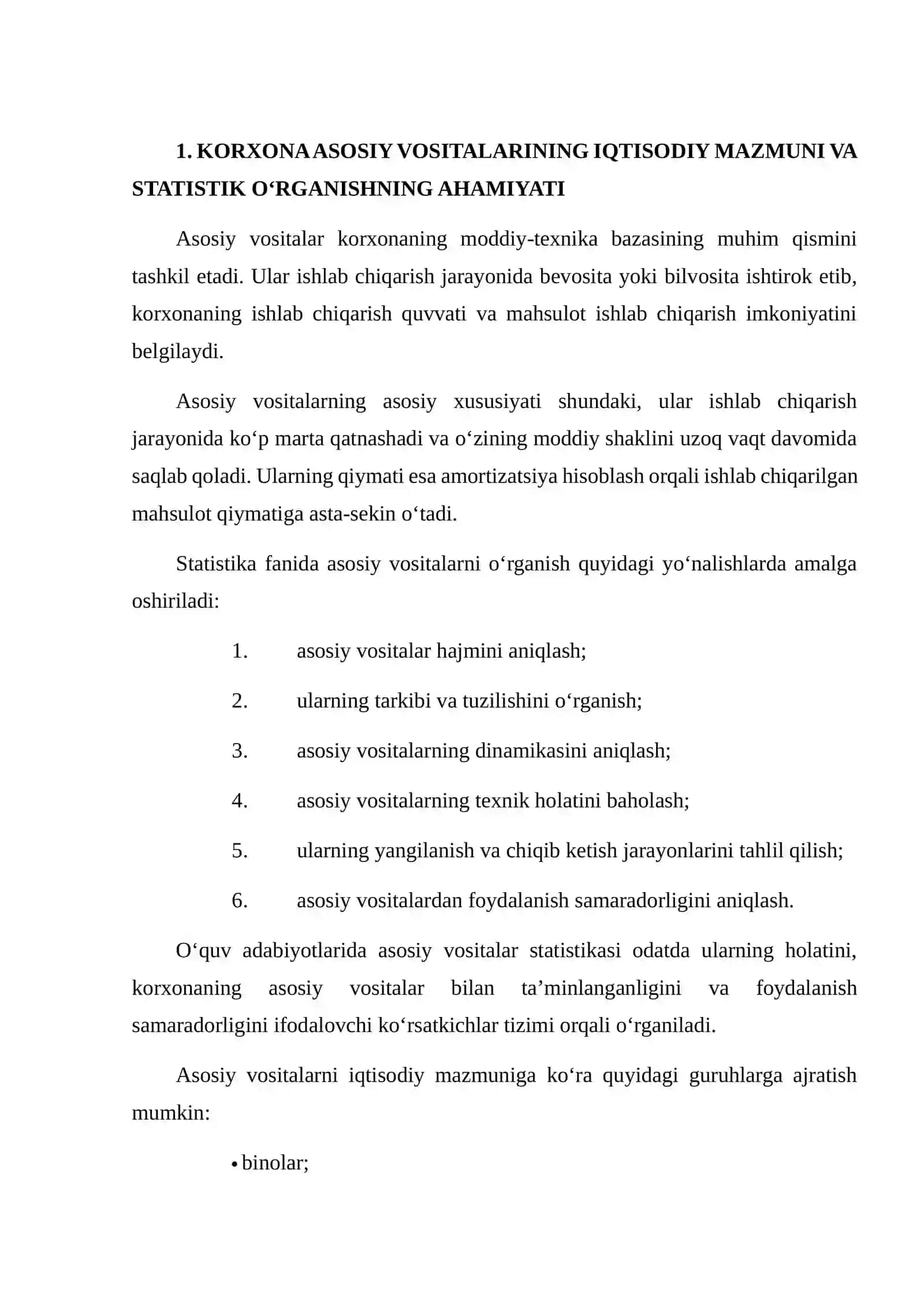 Korxonaning asosiy vositalari tarkibi, holati va harakatini statistik ma’lumotlar asosida o‘rganish 4
