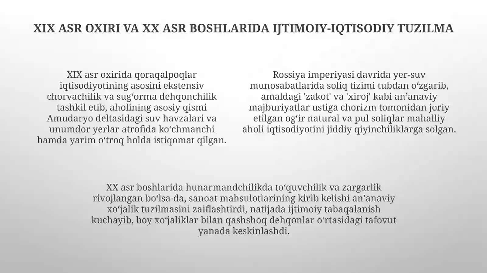 XIXasroxiri– XXasrboshlaridaqoraqalpoqlarningsiyosiy,ijtimoiy-iqtisodiyvamadaniyhayoti 4