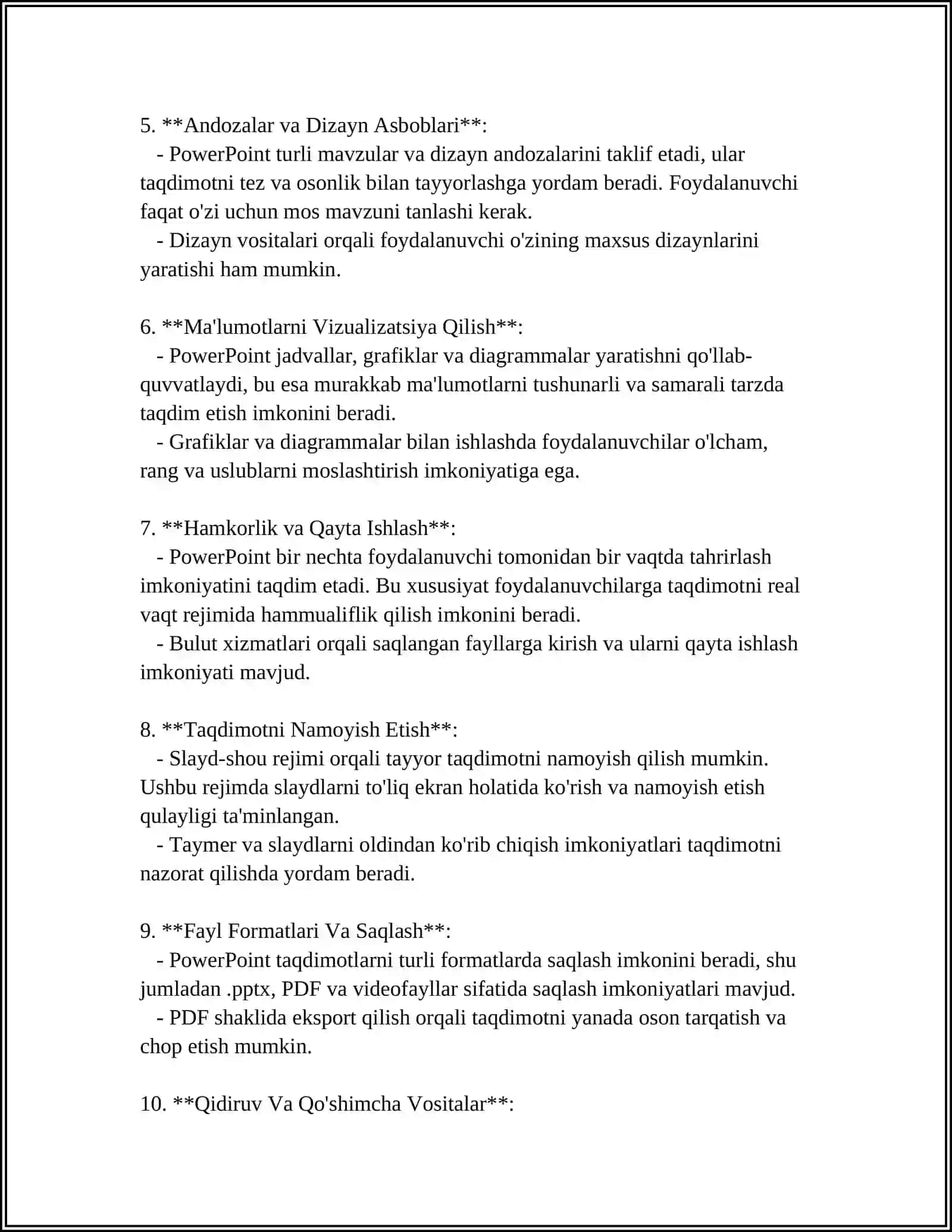 POWER POINT DASTURI IMKONIYATLARI 4