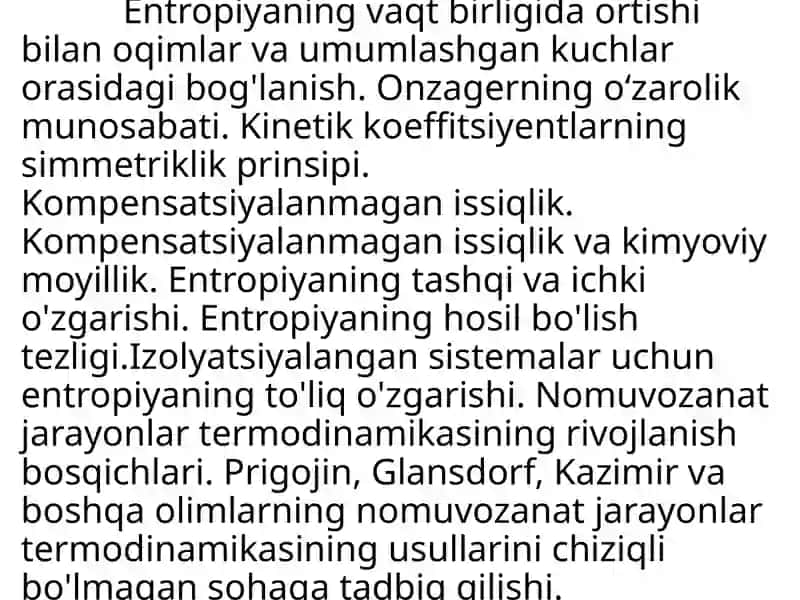 Chiziqli va chiziqsiz nomuvozanat jarayonlar termodinamikasi 4