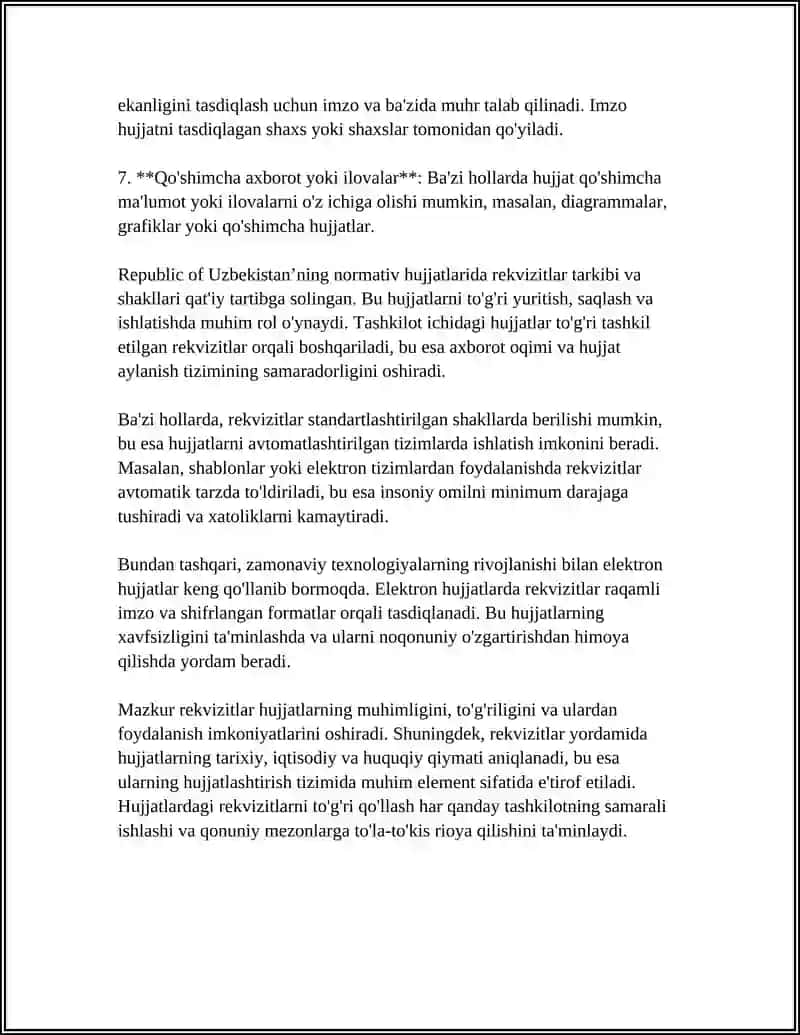 Hujjatlardagi Zaruriy Rekvizitlar Va Ularni Rasmiylashtirish 4