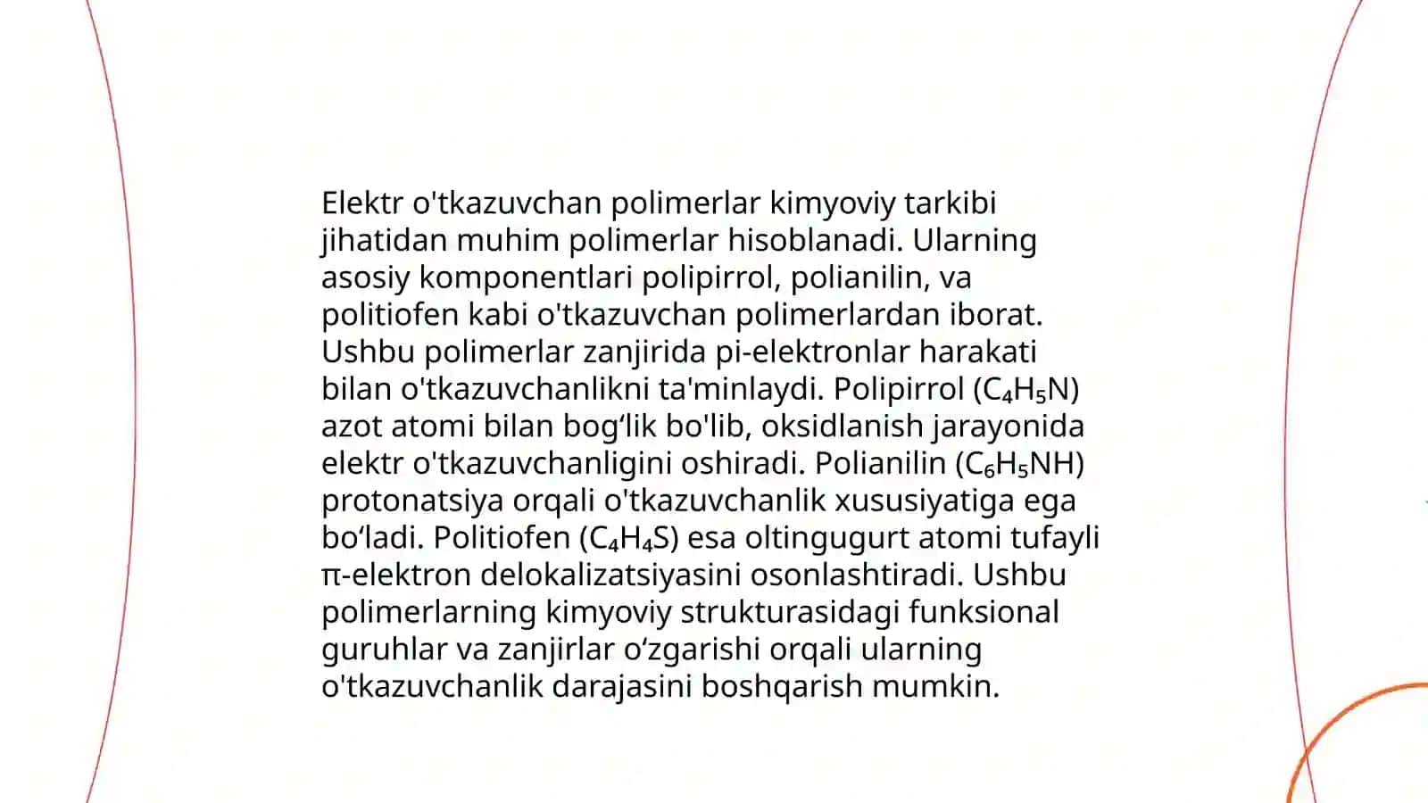 Polimerlarning elektr o'tkazuvchanlik xususiyatlari 4