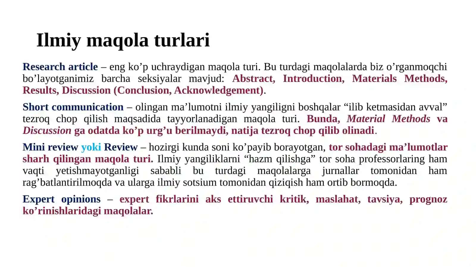 SIFATLI Ilmiy maqola yozish 4