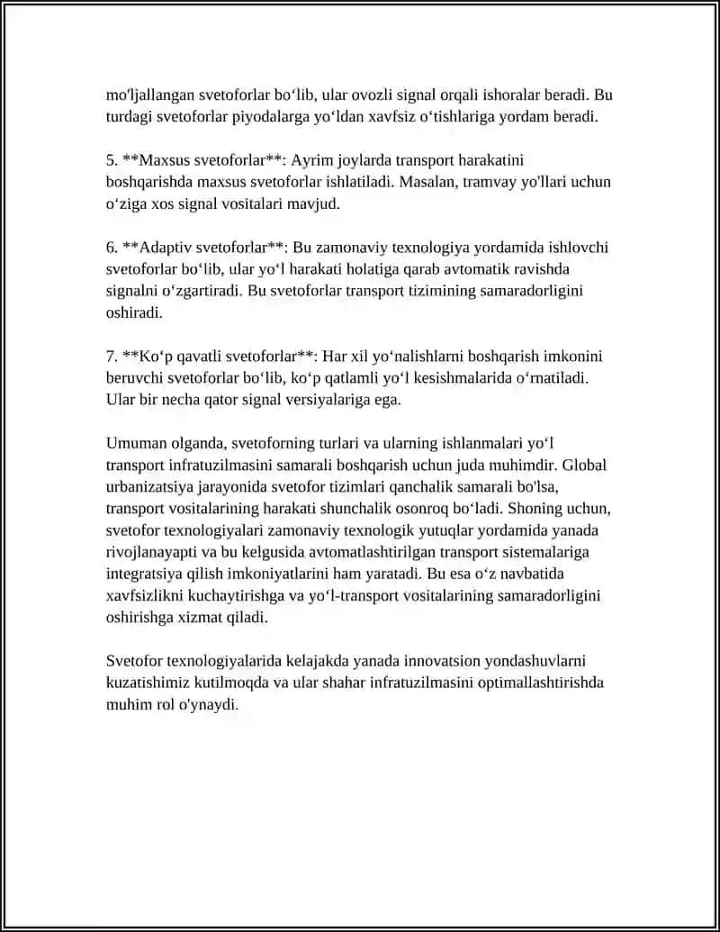 SVETOFOR TURLARI ISHORALAR TARTIBGA SOLUVCHINING ISHORALARI 4