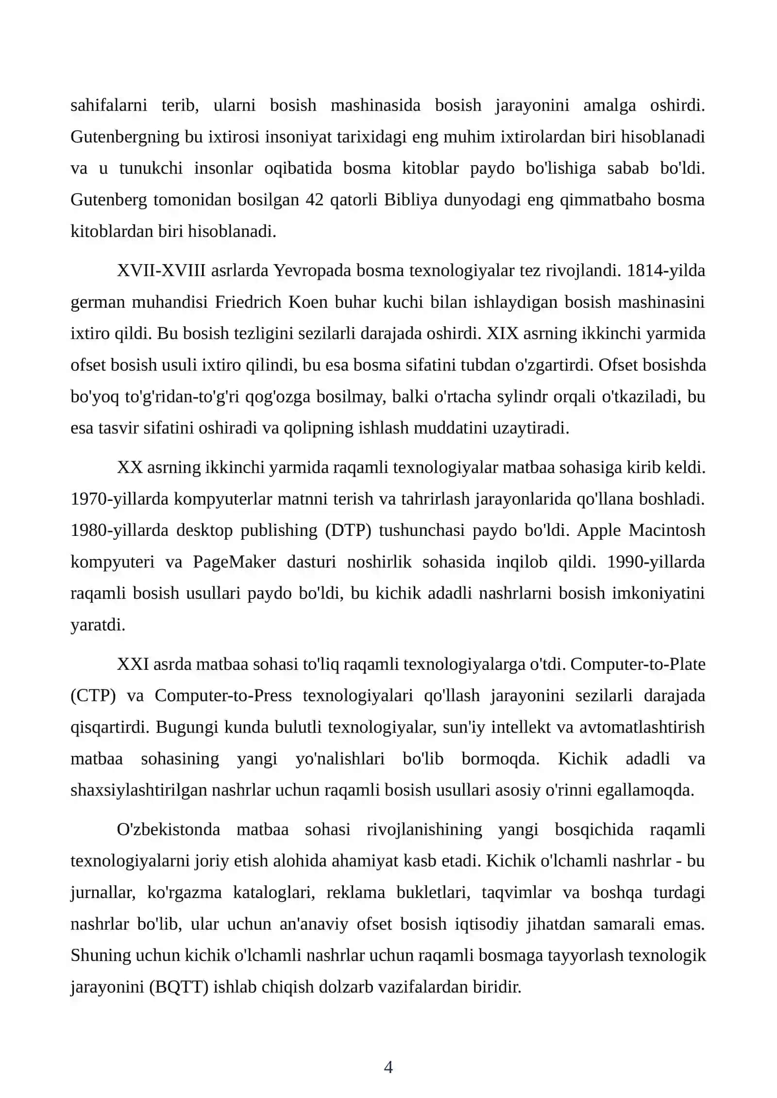 Kichik o'lchamli nashrlar uchun bosmaga tayyorlash texnologik jarayonini ishlab chiqish 4