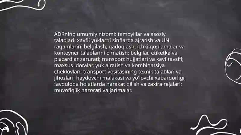 Xavfli yuklarni xalqaro yo'llarda tashish 4