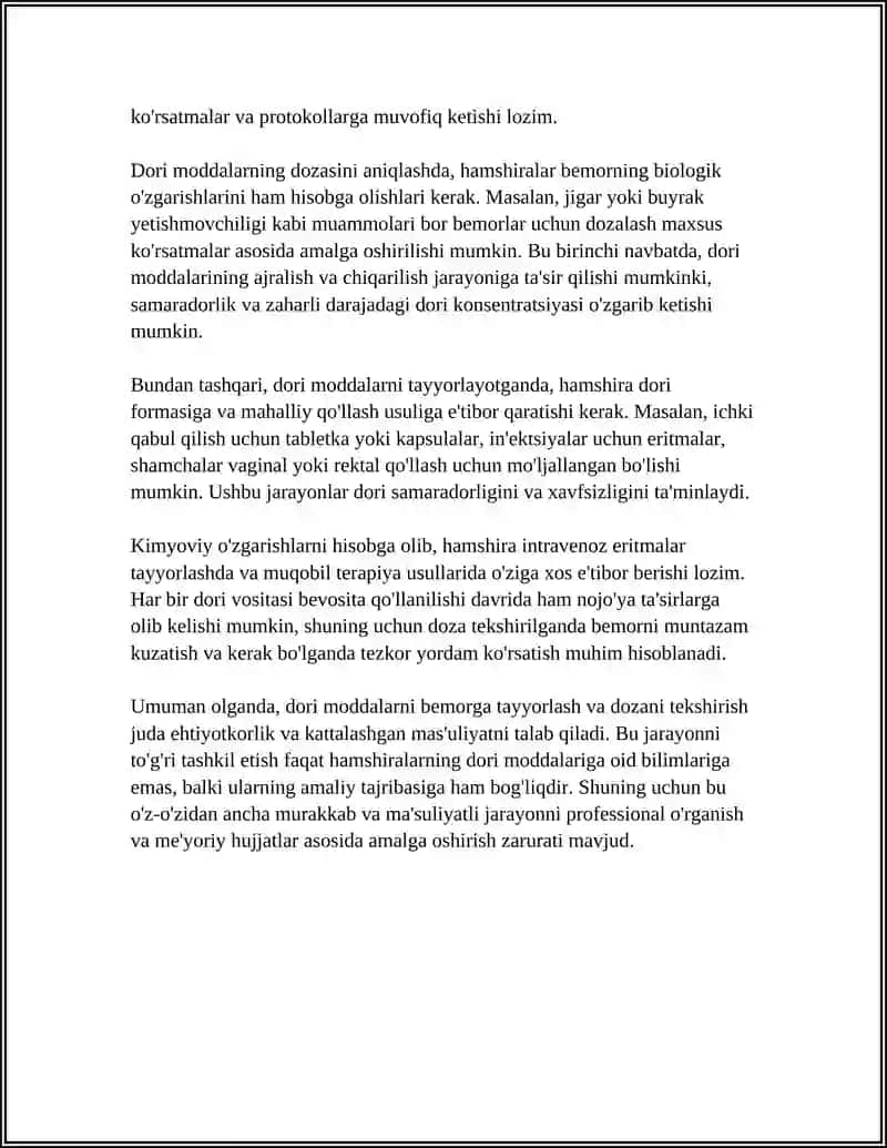 Dori moddalarni bemorga tayyorlash va dozani tekshirish 4