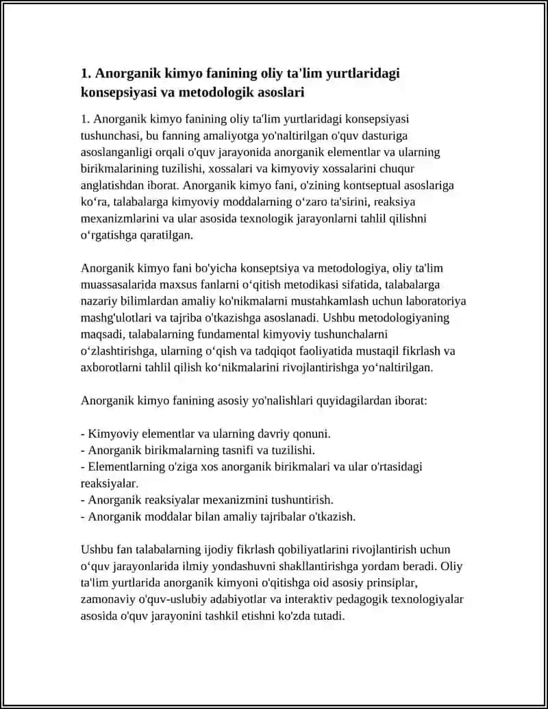 PEDAGOGIKA OLIY TA'LIM YURTLARIDA ANORGANIK KIMYO FANINING KONSEPSIYASINI O'QITISH XUSUSIYATLARI 4