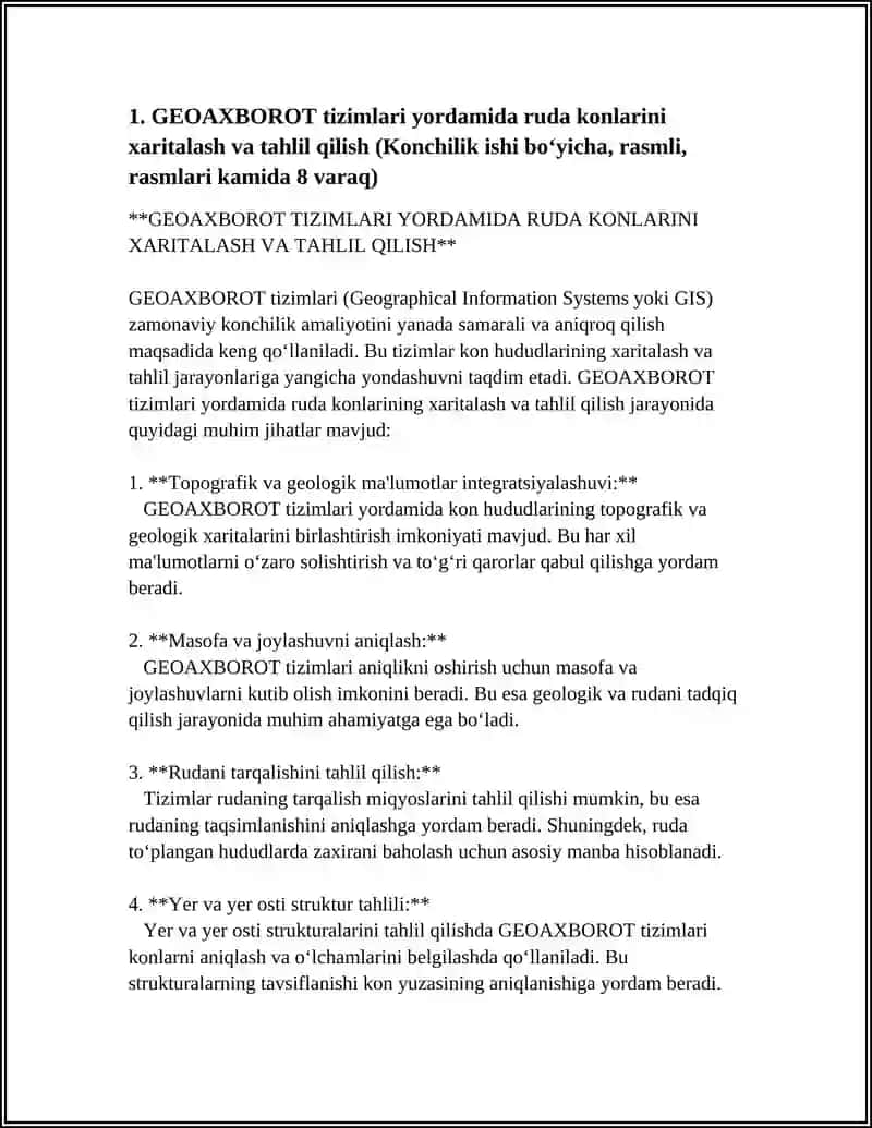 GEOAXBOROT TIZIMLARNI QOʻLLASH MUAMMOLARI HAQIDA MUSTAQIL ISH RASMLI BOʻLSIN 4
