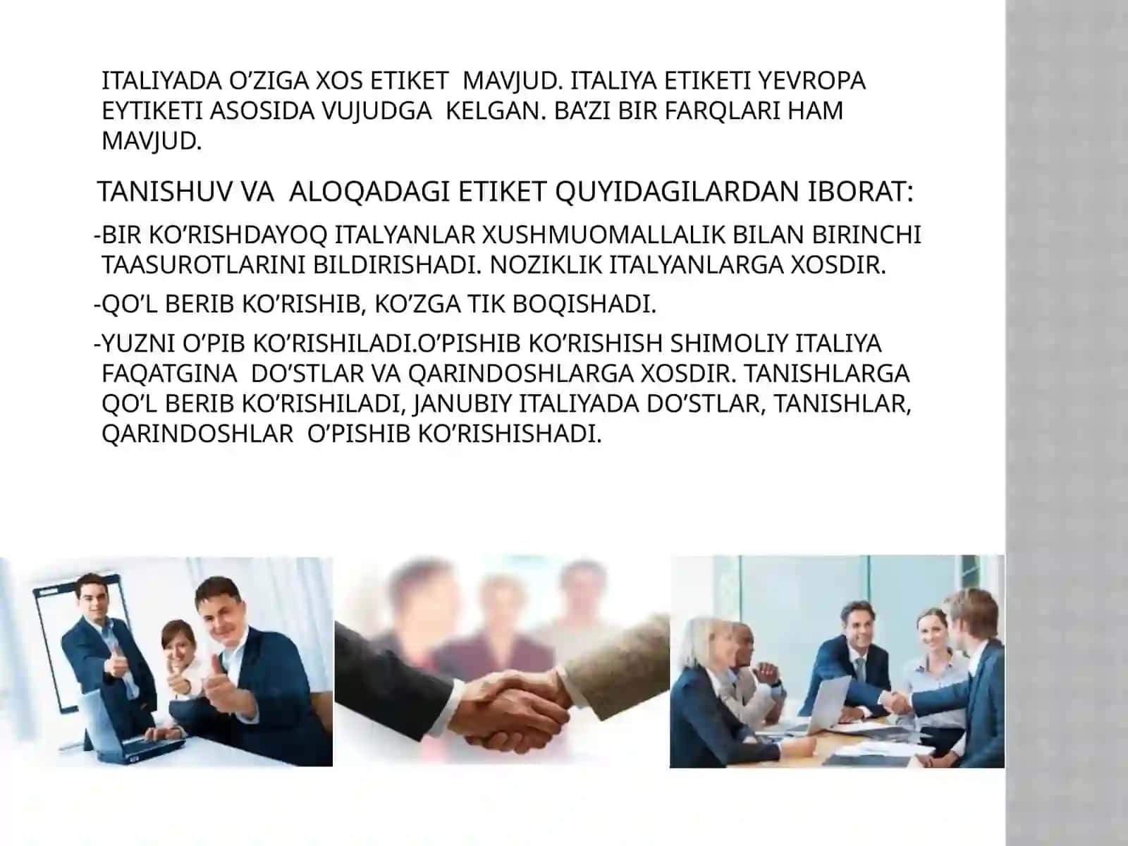 ITALIYA KASBIY ETIKETI 4