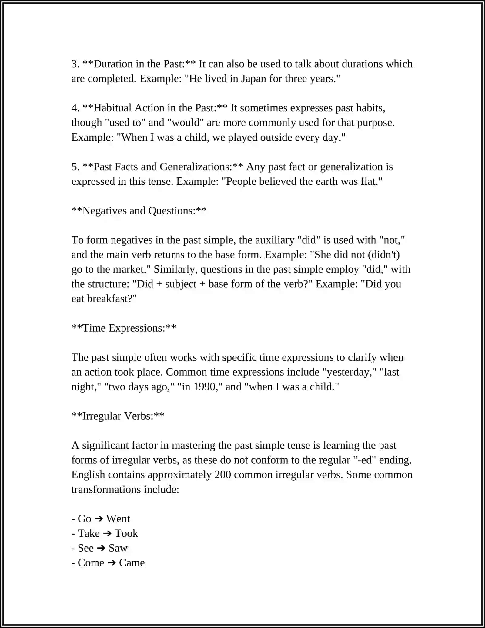 GRAMMAR:THE PAST SIMPLE TENSE 4