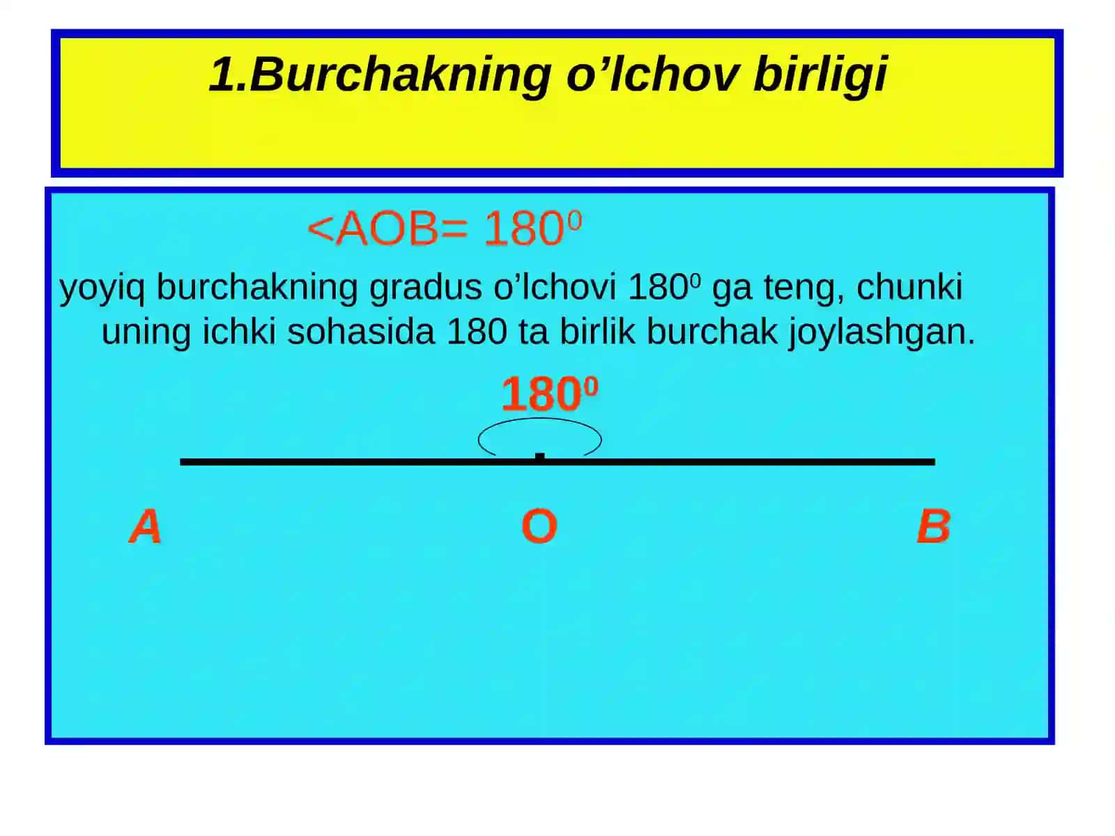 Slayd: Burchaklarni o'lchash.Transportir 4