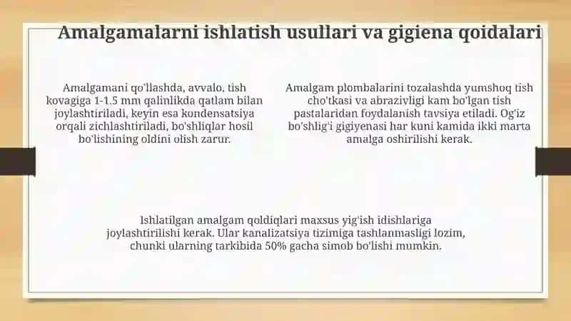 Stomatologiyada ishlatiladigon amalgamalar va ularning xususiyatlari 4