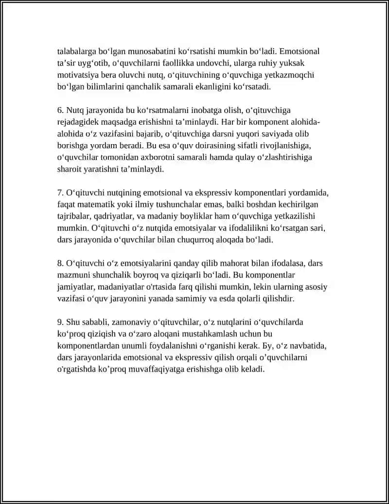 OʻQITUVCHI NUTQINING EMOTSIONAL-EKSPRESSIV XUSUSIYATLARI 4