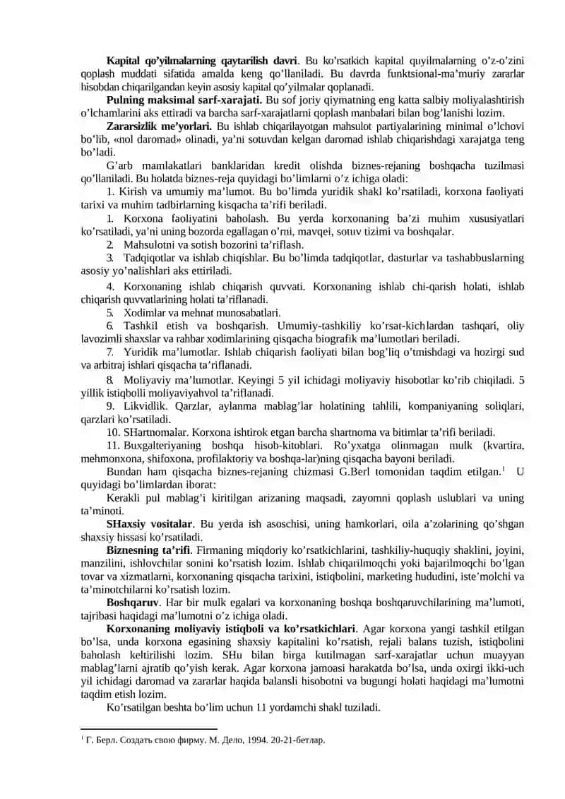 Kichik biznes va tadbirdorlik faoliyatini rejalashtirish 4
